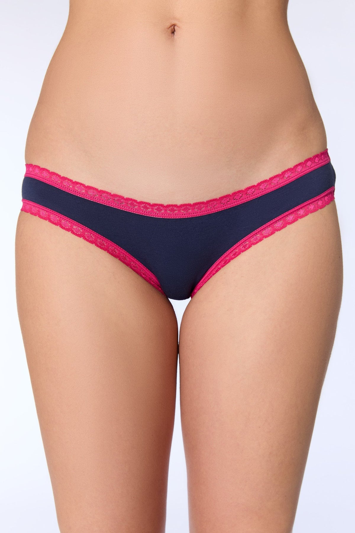 Women's Brief with Lace, Navy — Albero Natur