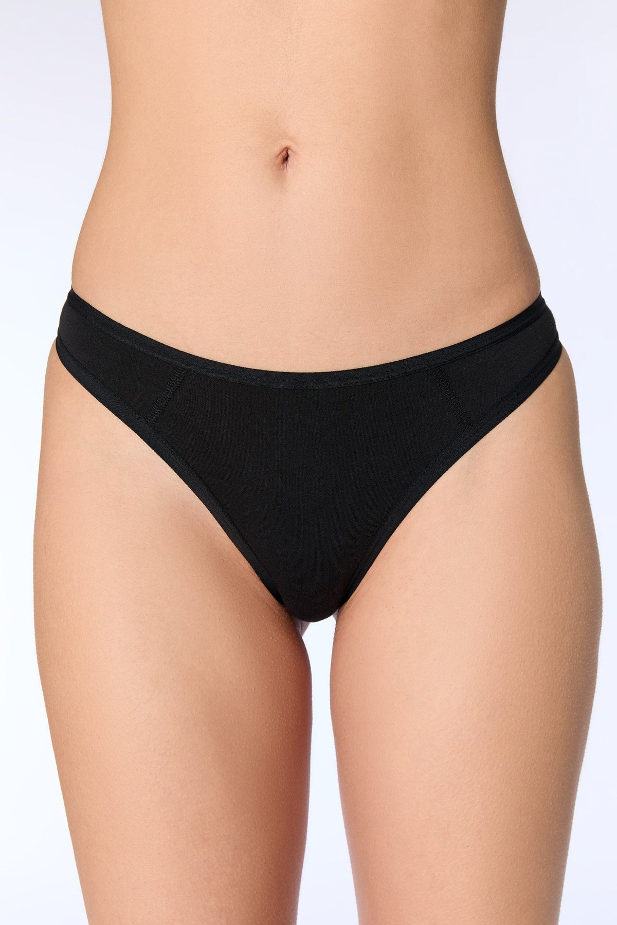 Women's Thong Brief, Black — Albero Natur