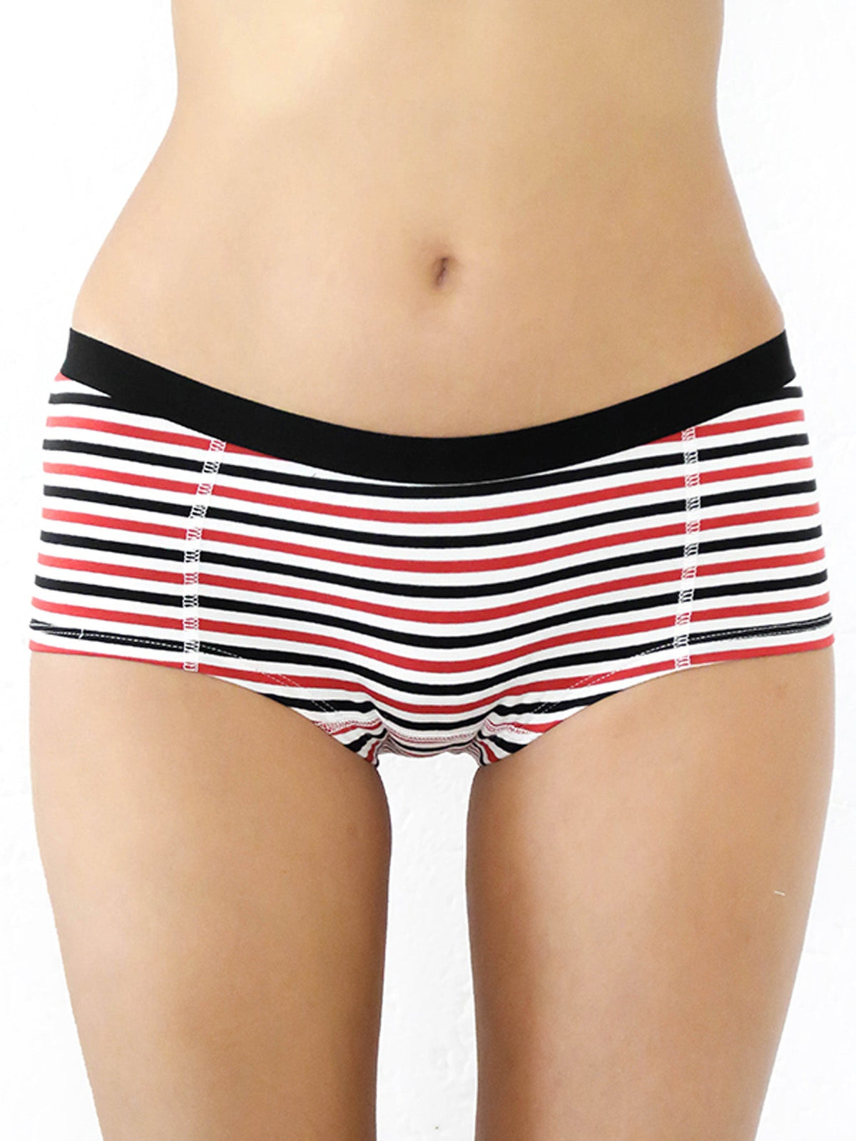 Women's Boyshorts, Natural White-Red-Black — Albero Natur