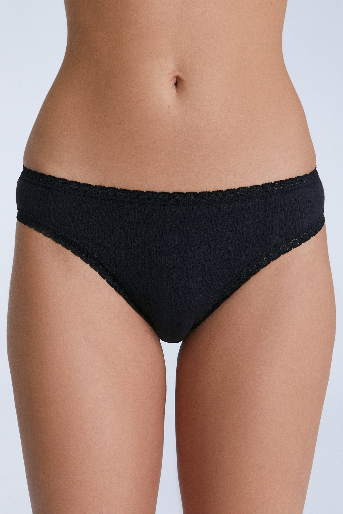 Jacquard Brief with Lace, Black — Albero Natur