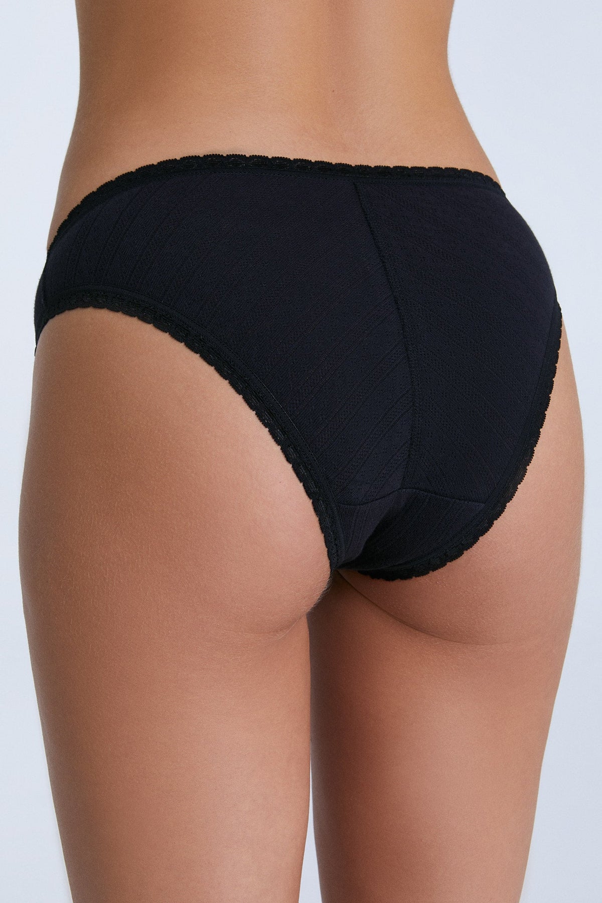 Jacquard Brief with Lace, Black — Albero Natur, view 3