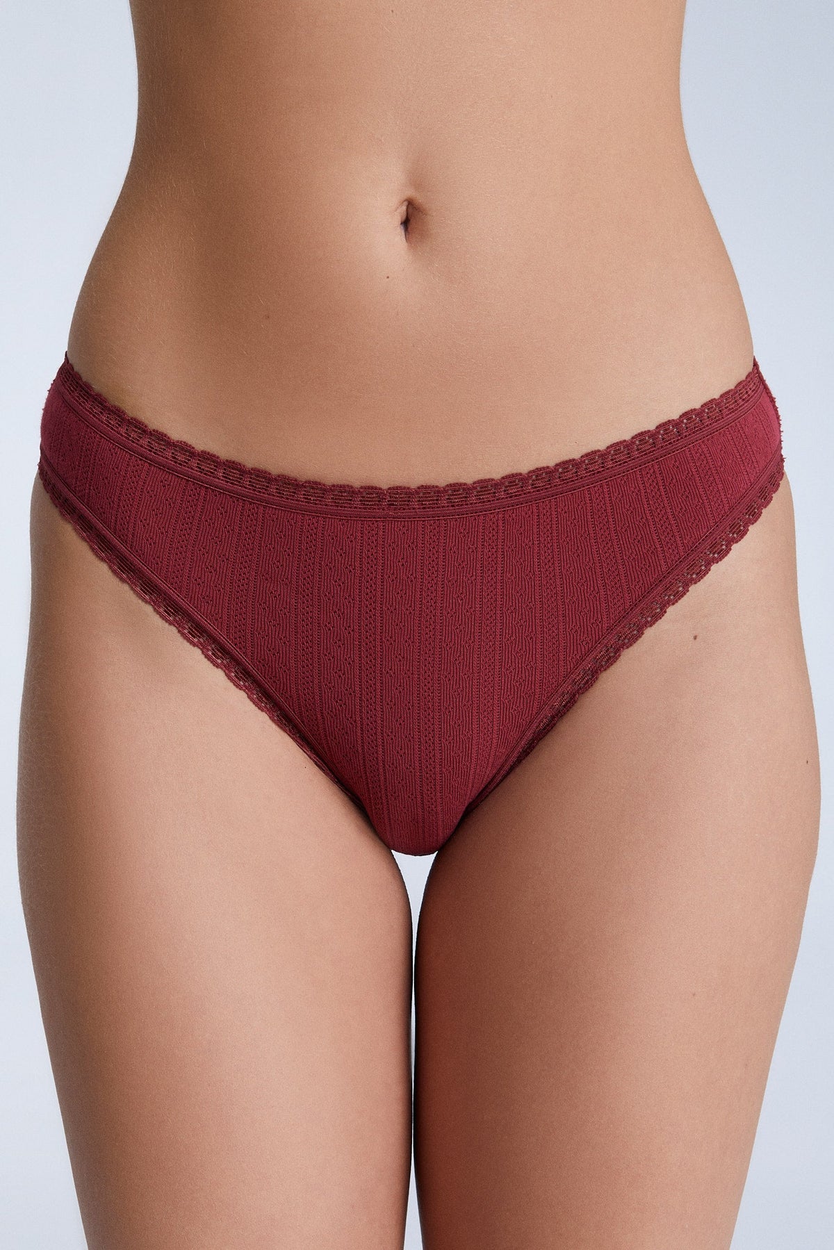 Jacquard Brief with Lace, Tibet Red — Albero Natur