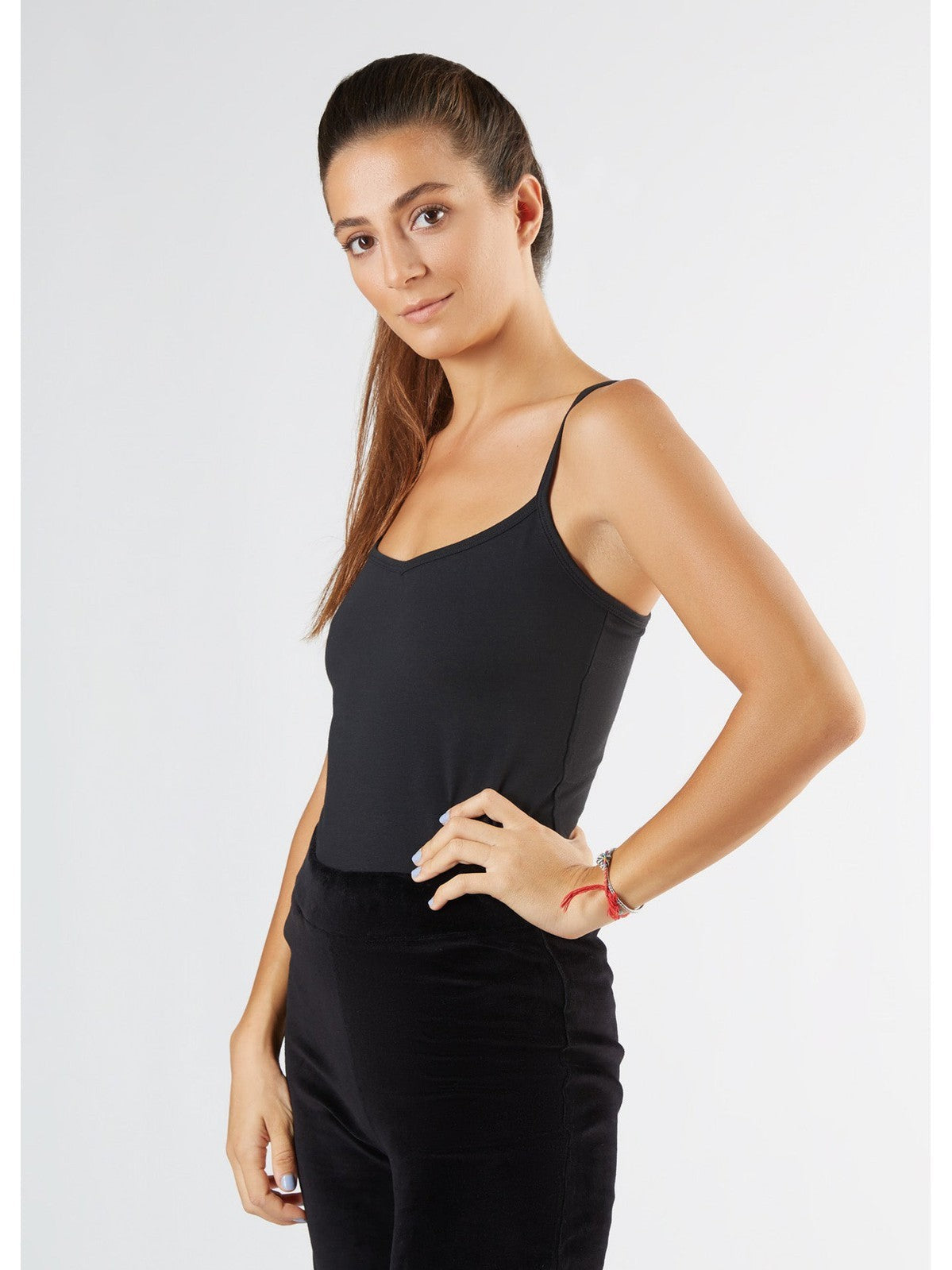 Women's Strappy Top Stretch, Black — Albero Natur, view 2