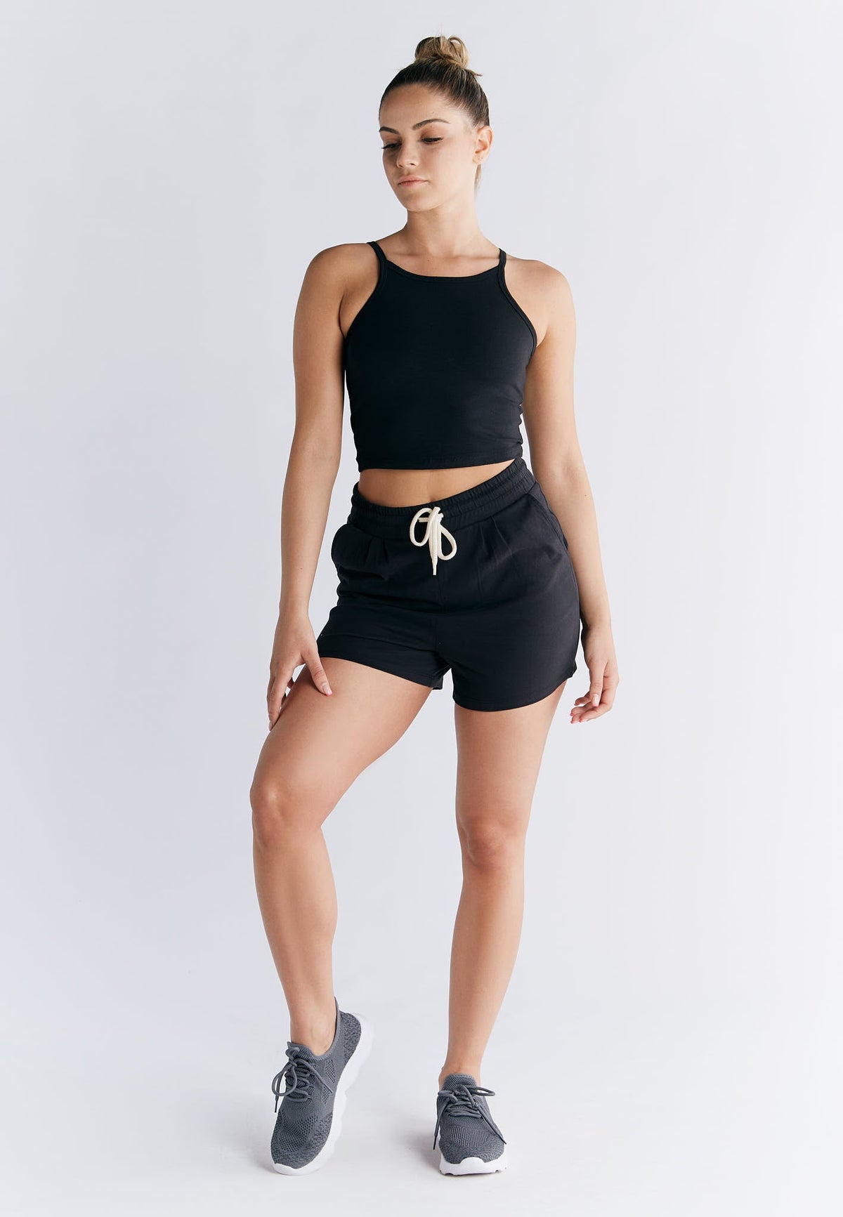 Top with Integrated Bustier, Black — Leela Cotton, view 5