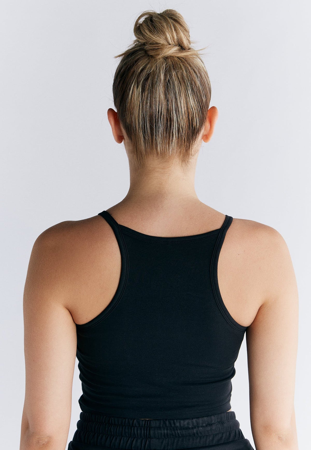Top with Integrated Bustier, Black — Leela Cotton, view 2