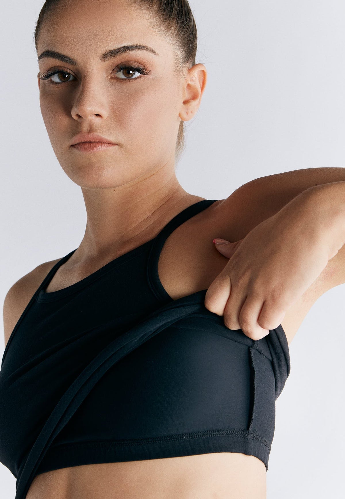 Top with Integrated Bustier, Black — Leela Cotton, view 4