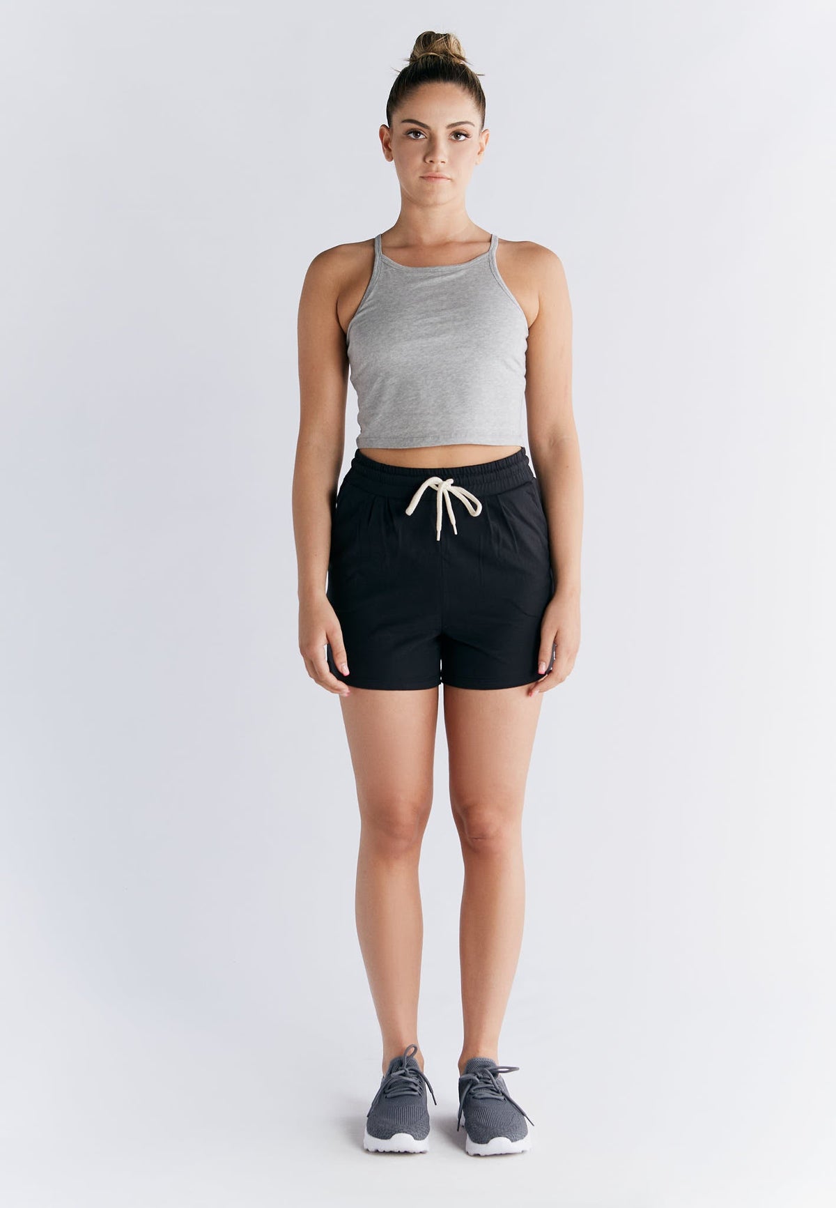 Top with Integrated Bustier, Grey — Leela Cotton, view 5