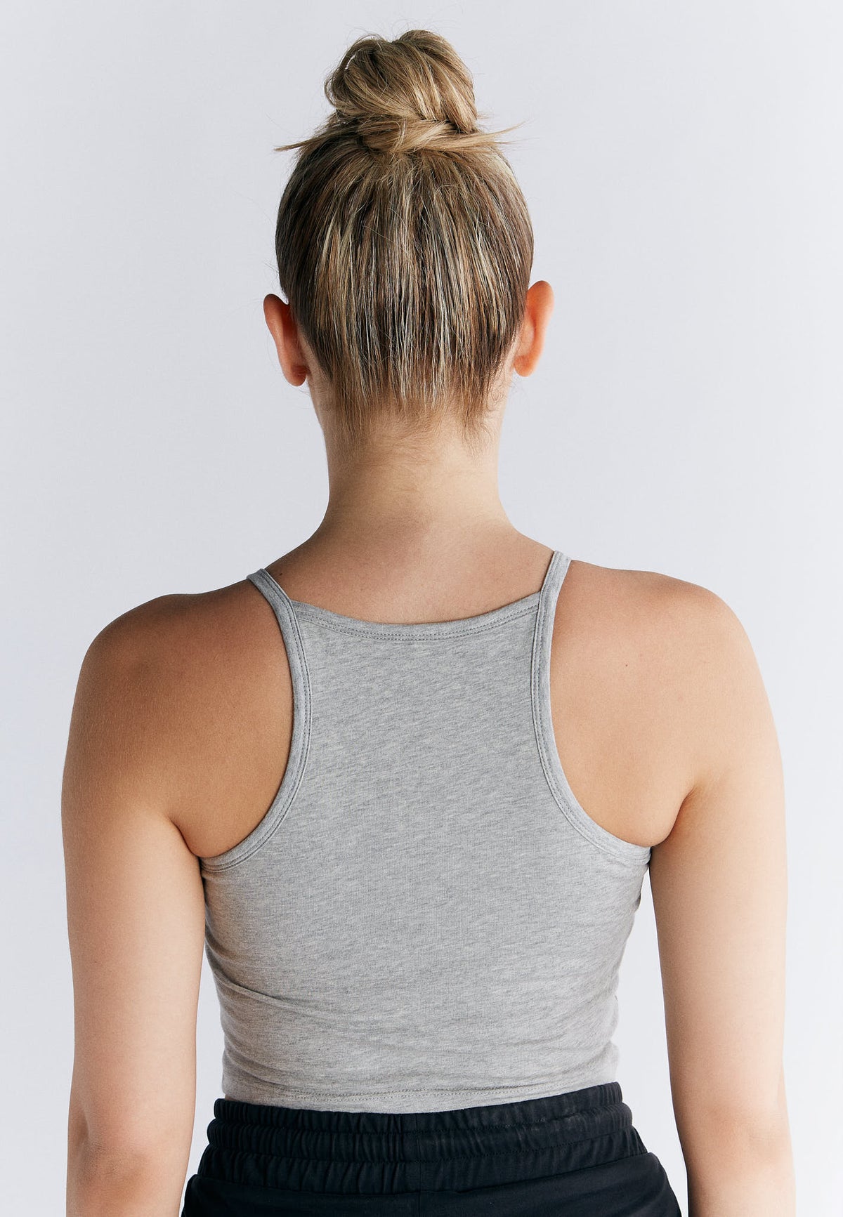 Top with Integrated Bustier, Grey — Leela Cotton, view 2