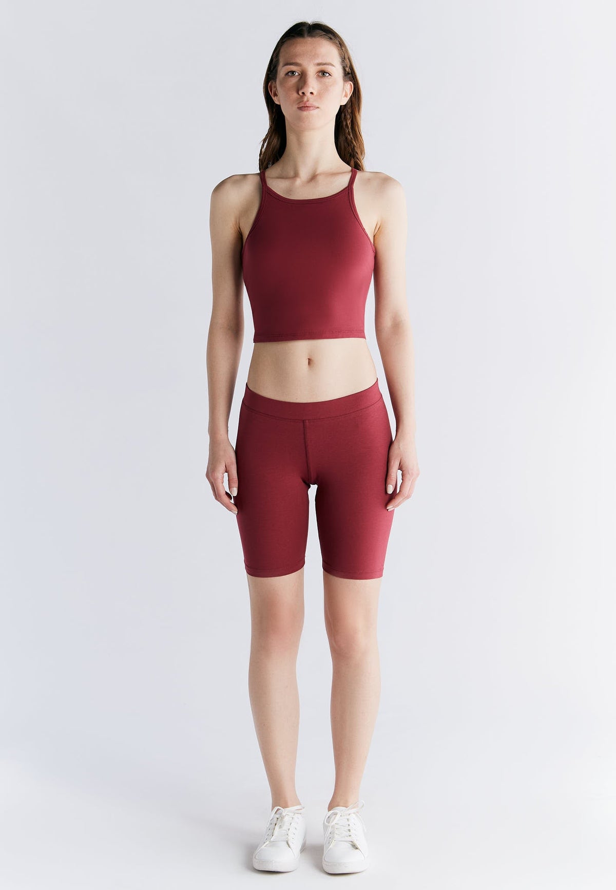 Top with Integrated Bustier, Rose Red — Leela Cotton, view 5