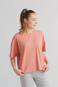 Women's Slub Loose T - Shirt, Salmon Red