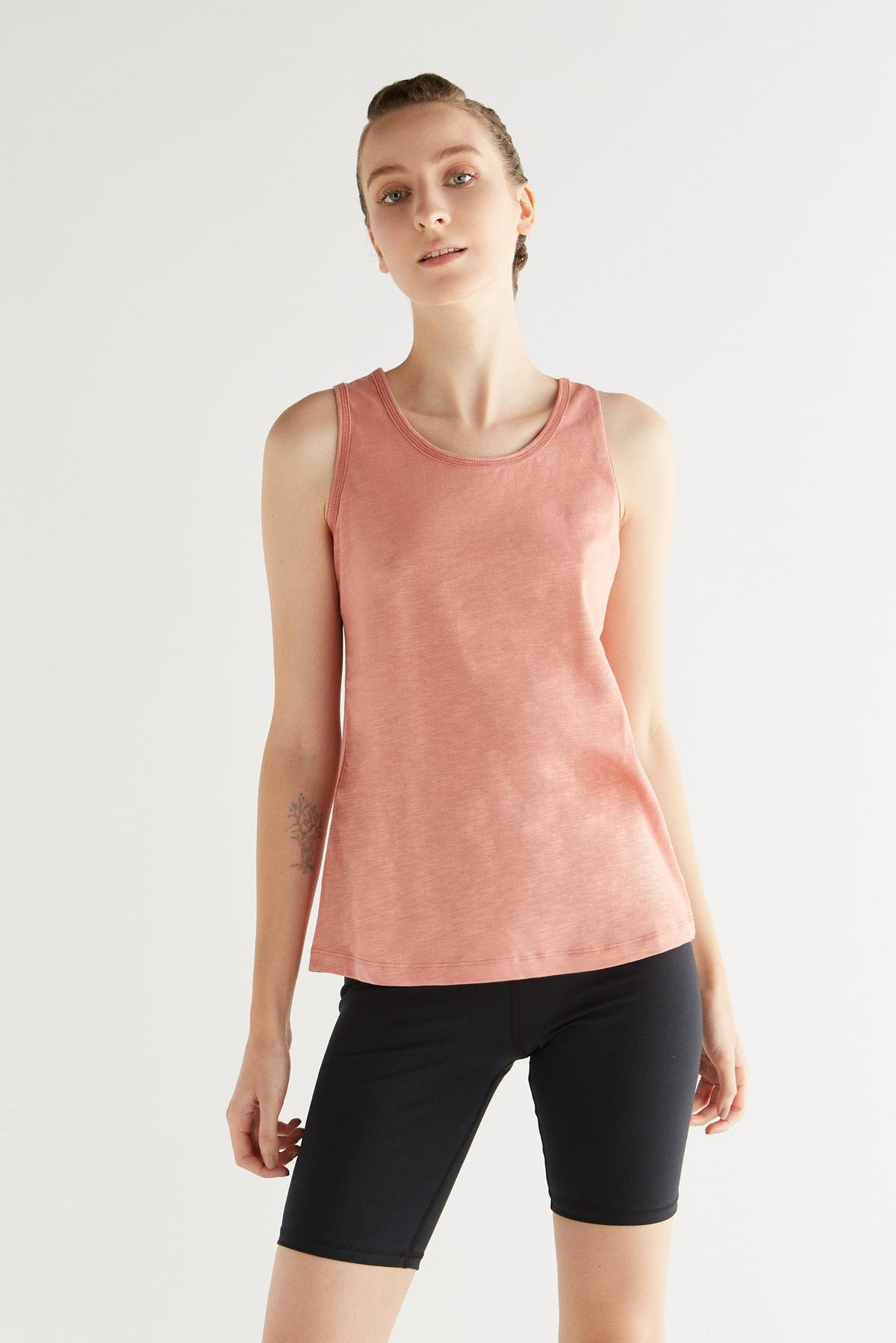 Women's Slub Jersey-Top, Salmon Red — Leela Cotton, view 2
