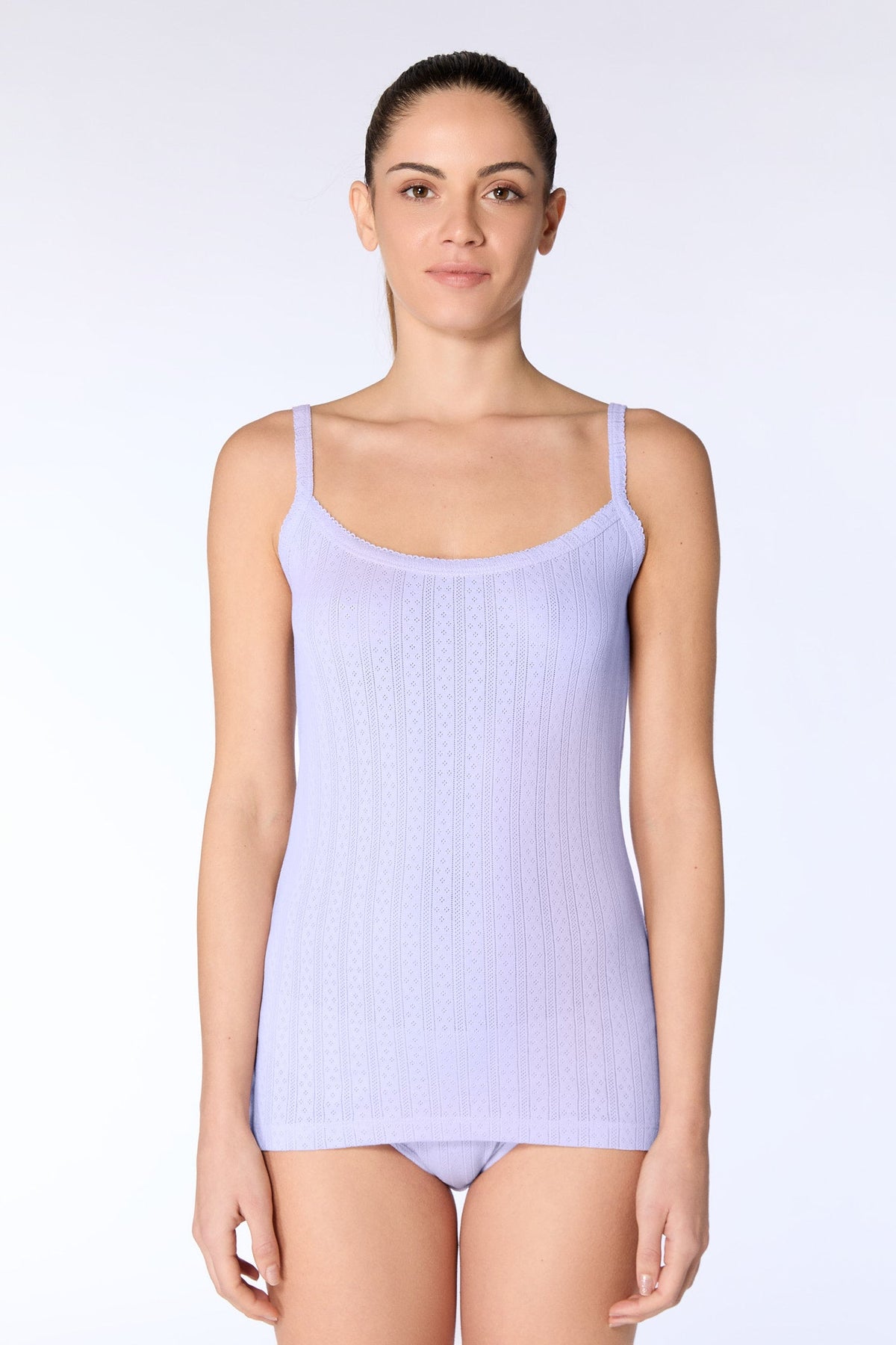 Women's Jacquard Top, Lavender Blue — Albero Natur, view 4