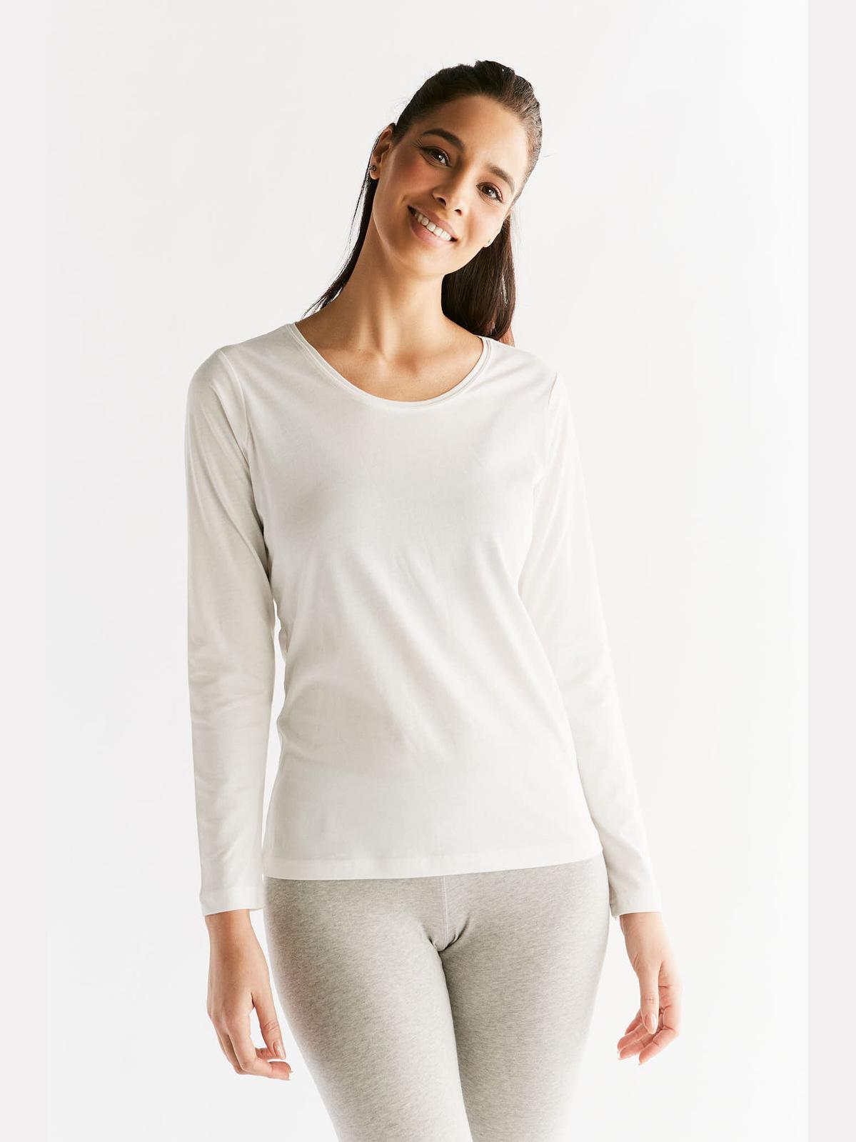 Women's Long Sleeve Top, Natural White — Leela Cotton