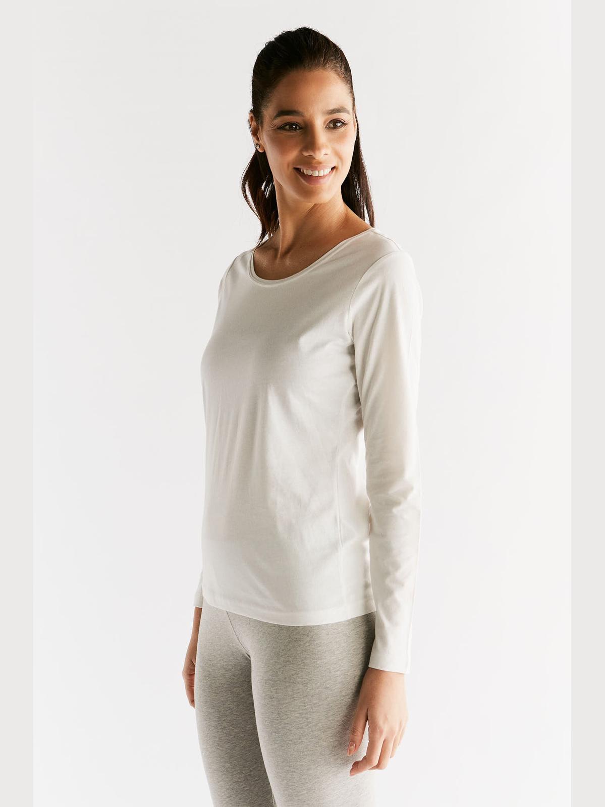 Women's Long Sleeve Top, Natural White — Leela Cotton, view 2