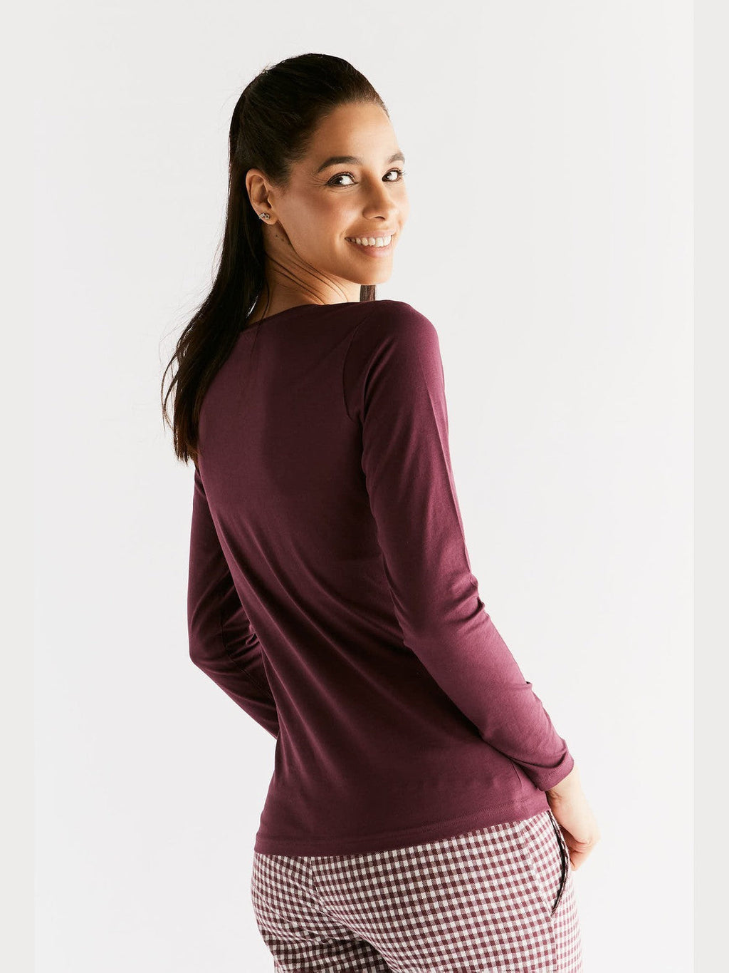 Women's Long Sleeve Top, Aubergine