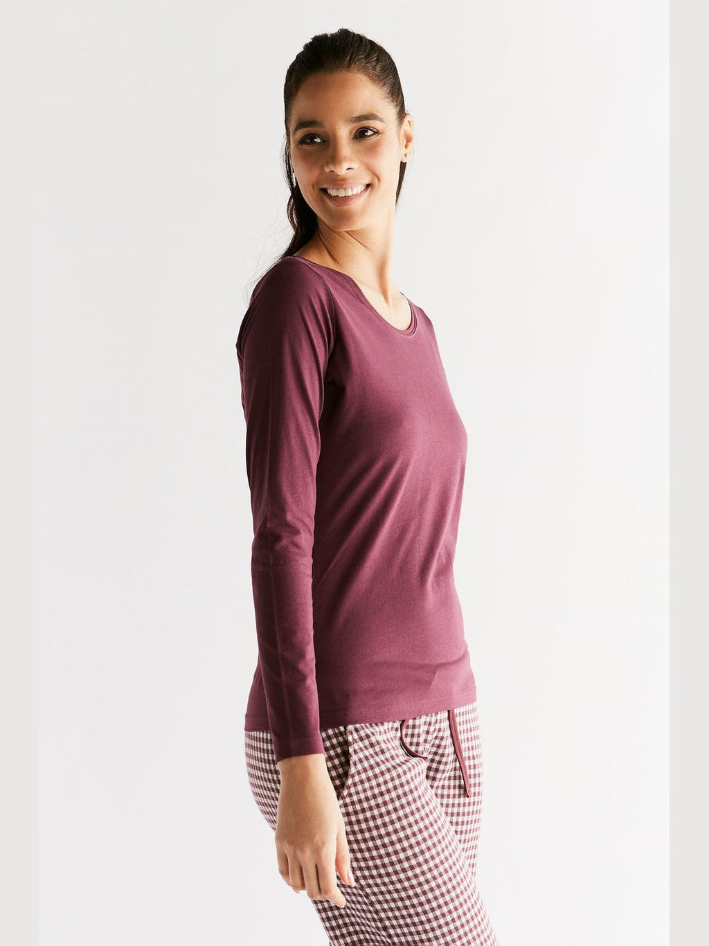 Women's Long Sleeve Top, Aubergine