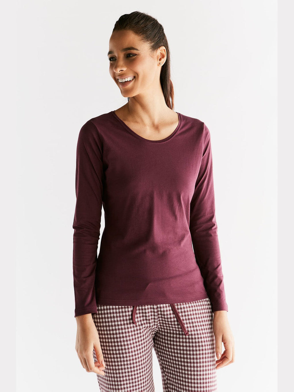 Women's Long Sleeve Top, Aubergine