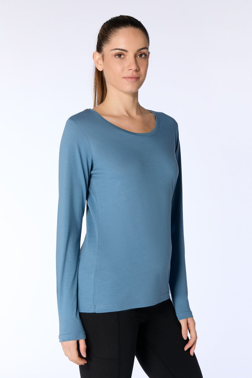 Women's Long Sleeve Top, Denim Blue