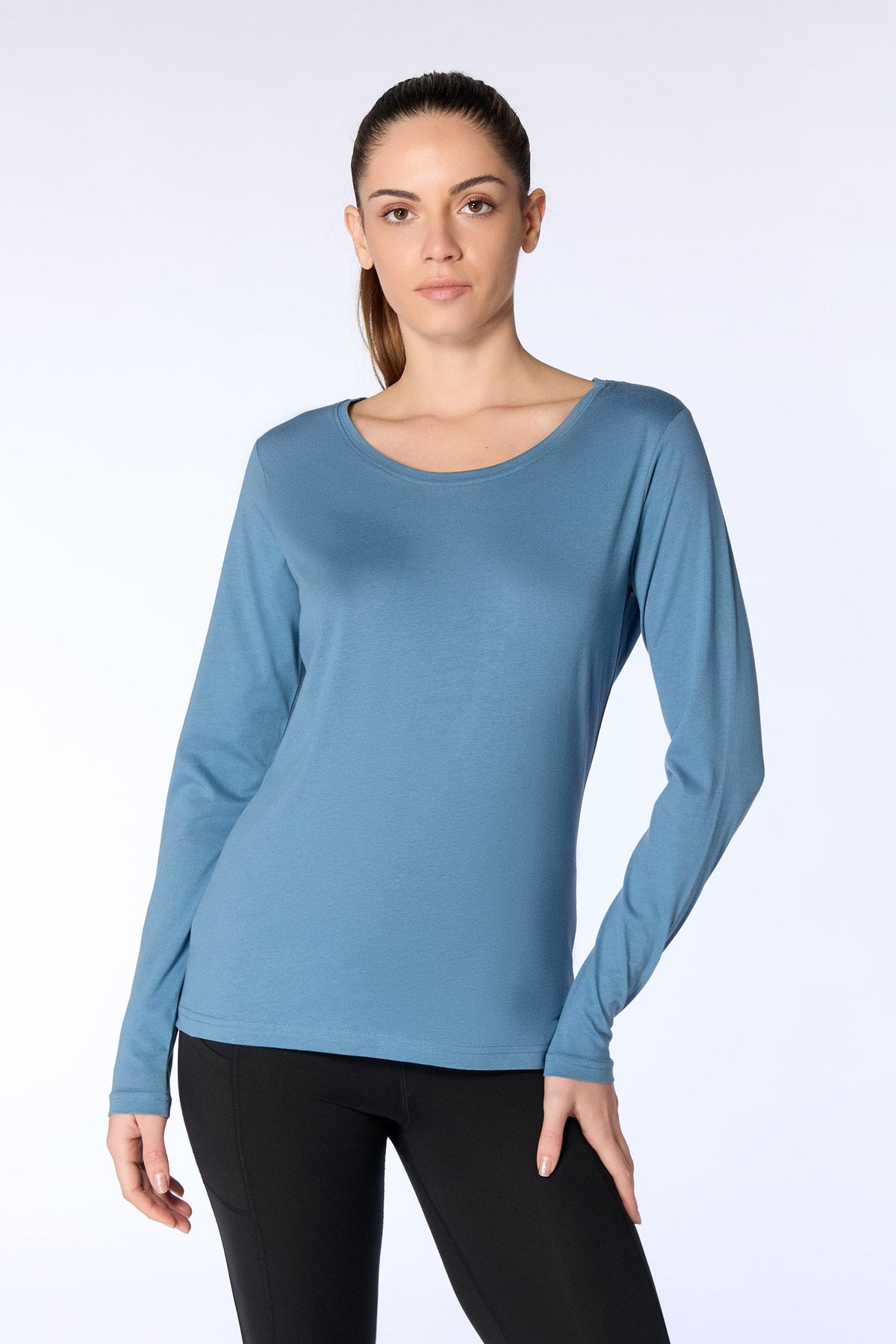 Women's Long Sleeve Top, Denim Blue