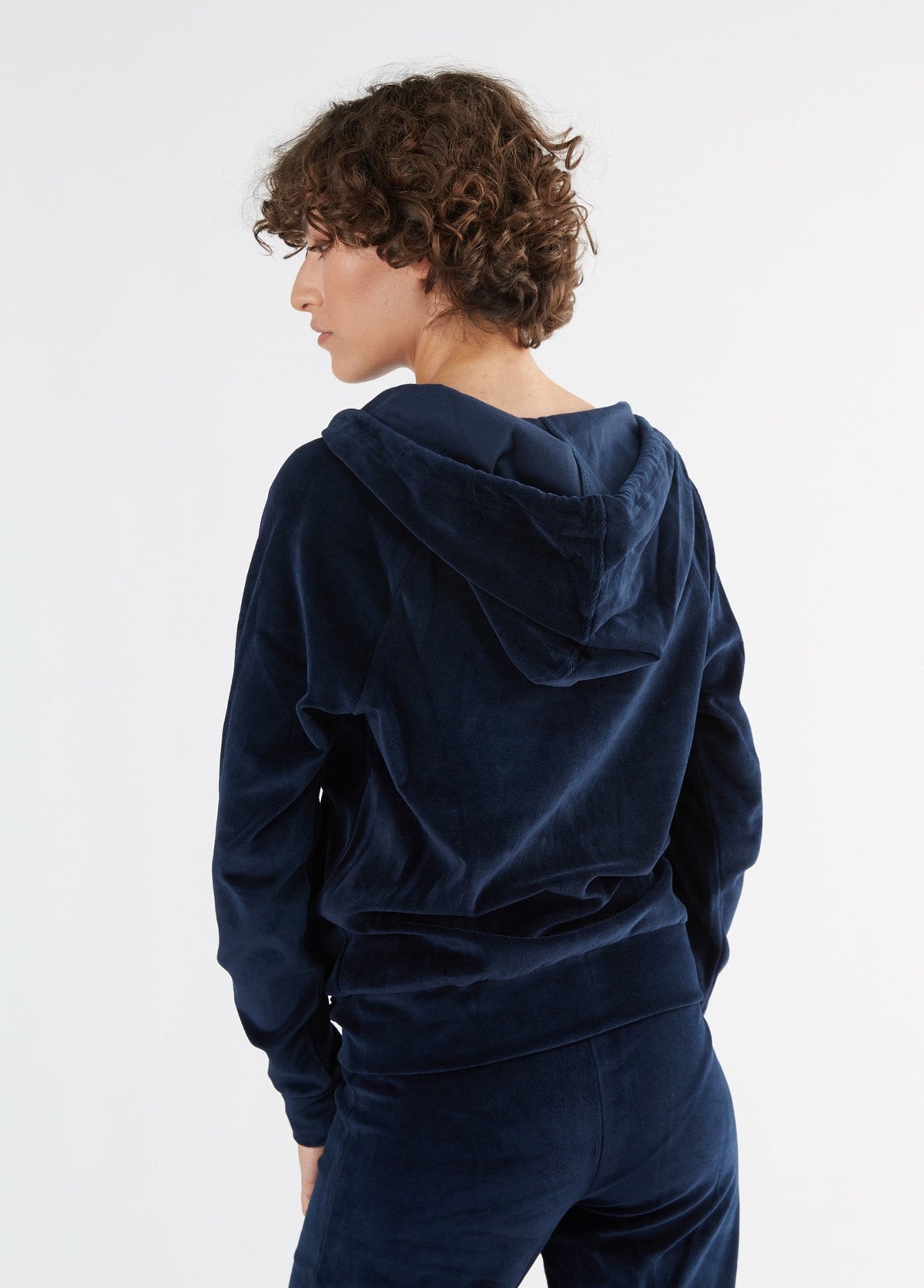 Women's Velour Hooded Jacket, Midnight Blue