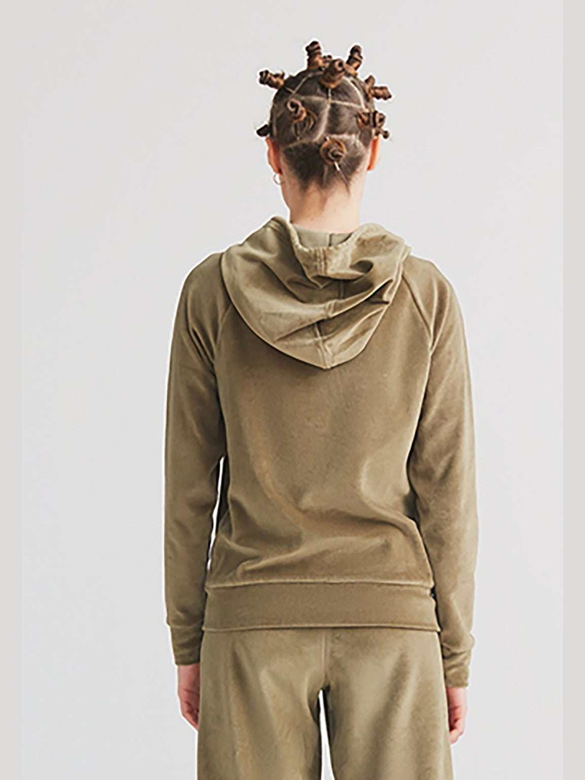 Women's Velour Hooded Jacket, Olive