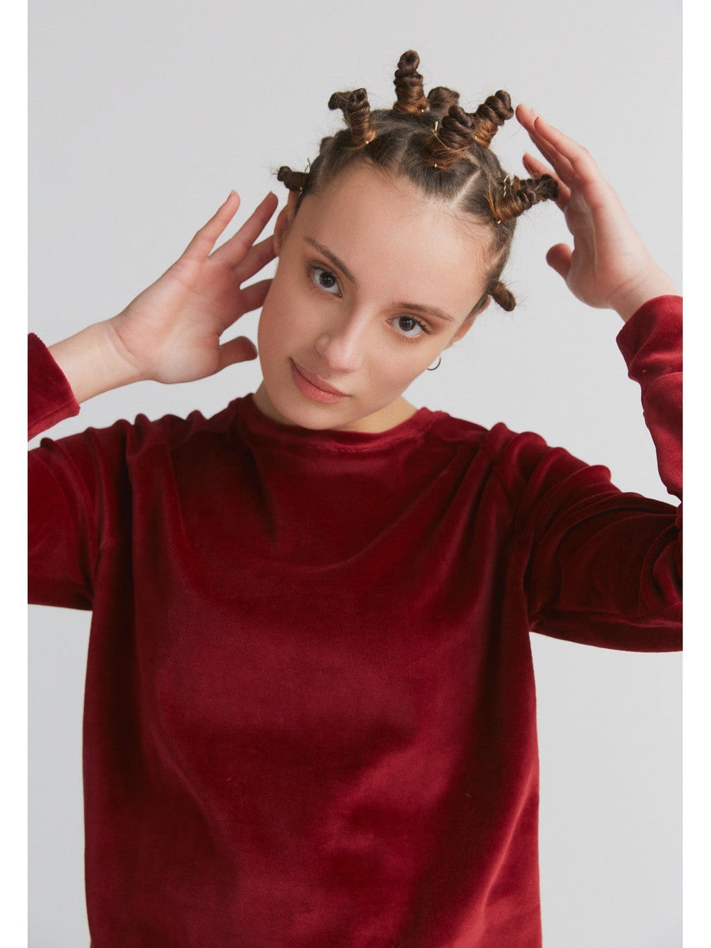 Women's Velour Sweatshirt, Bordeaux