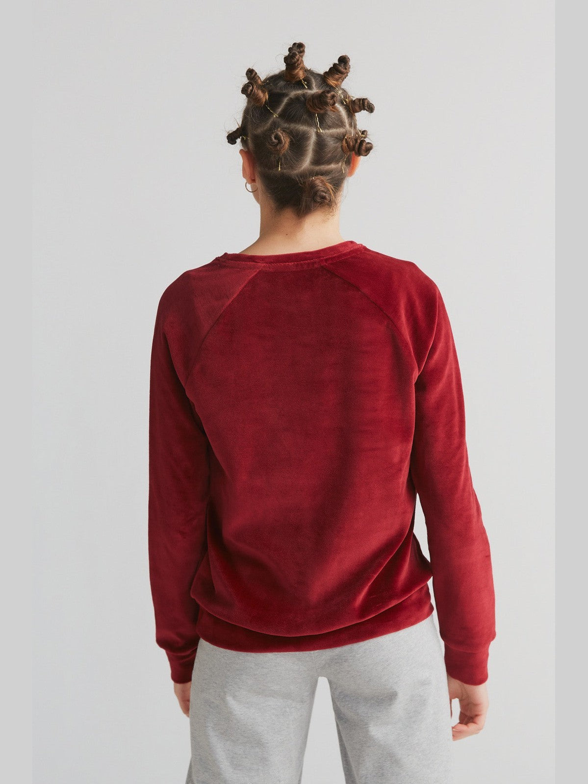 Women's Velour Sweatshirt, Bordeaux — Leela Cotton, view 2