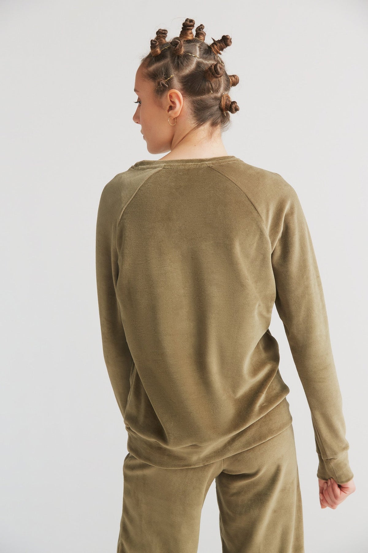 Women's Velour Sweatshirt, Olive