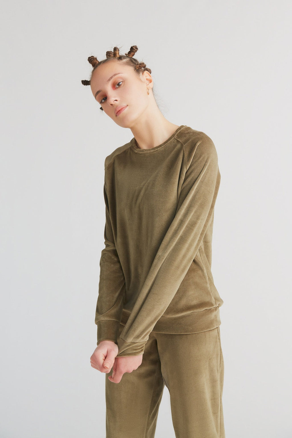 Women's Velour Sweatshirt, Olive