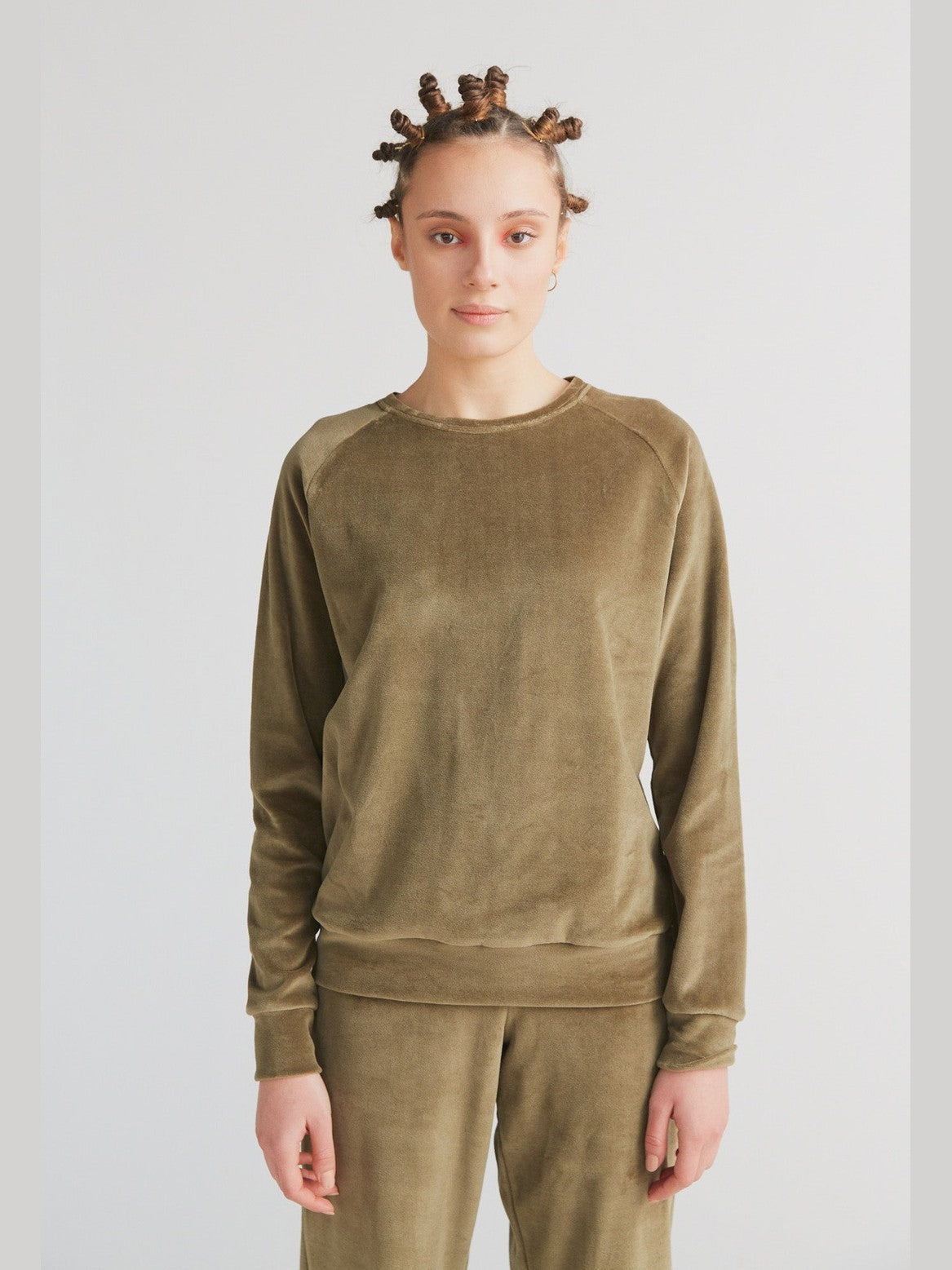 Women's Velour Sweatshirt, Olive
