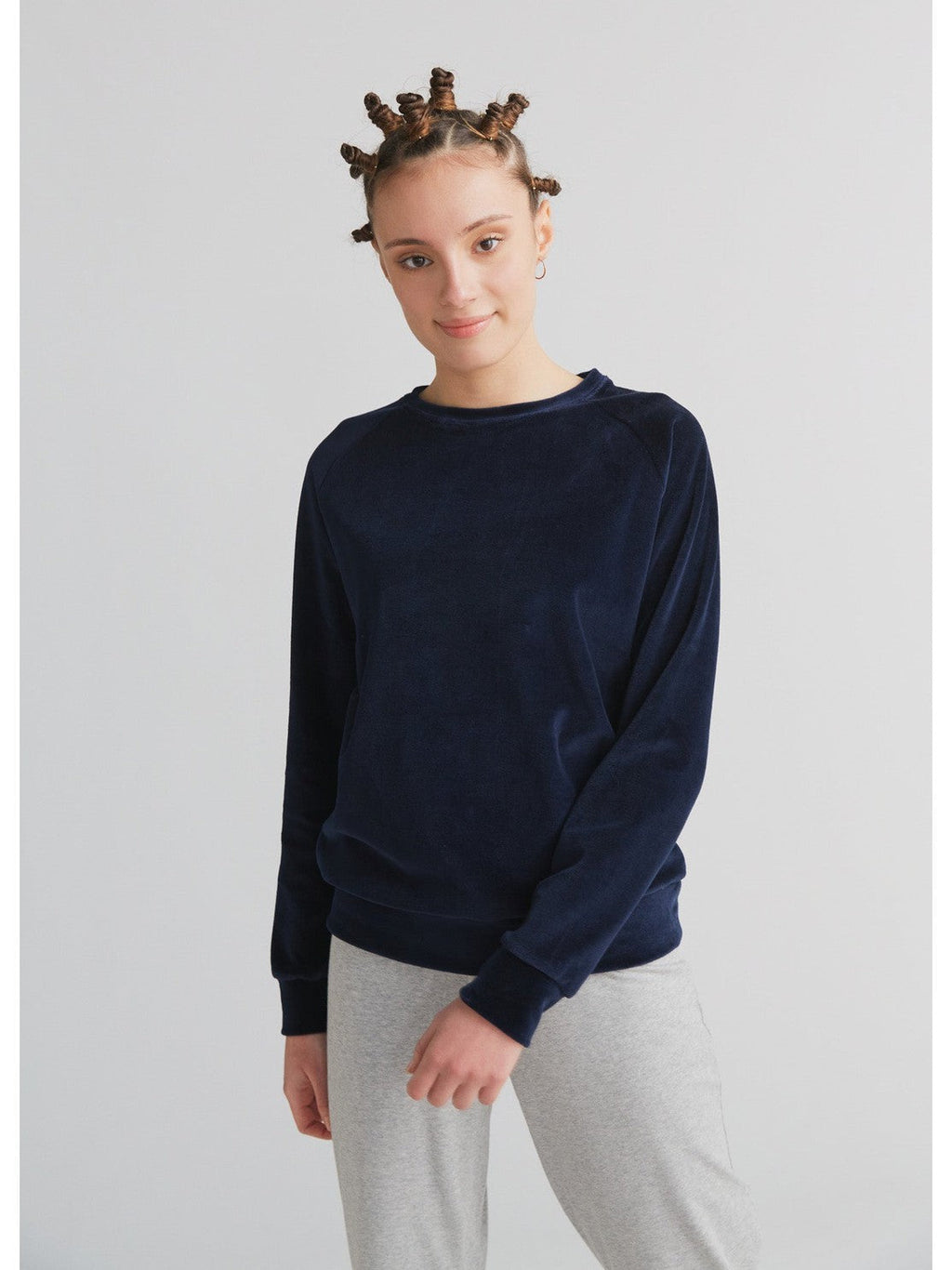 Women's Velour Sweatshirt, Midnight Blue