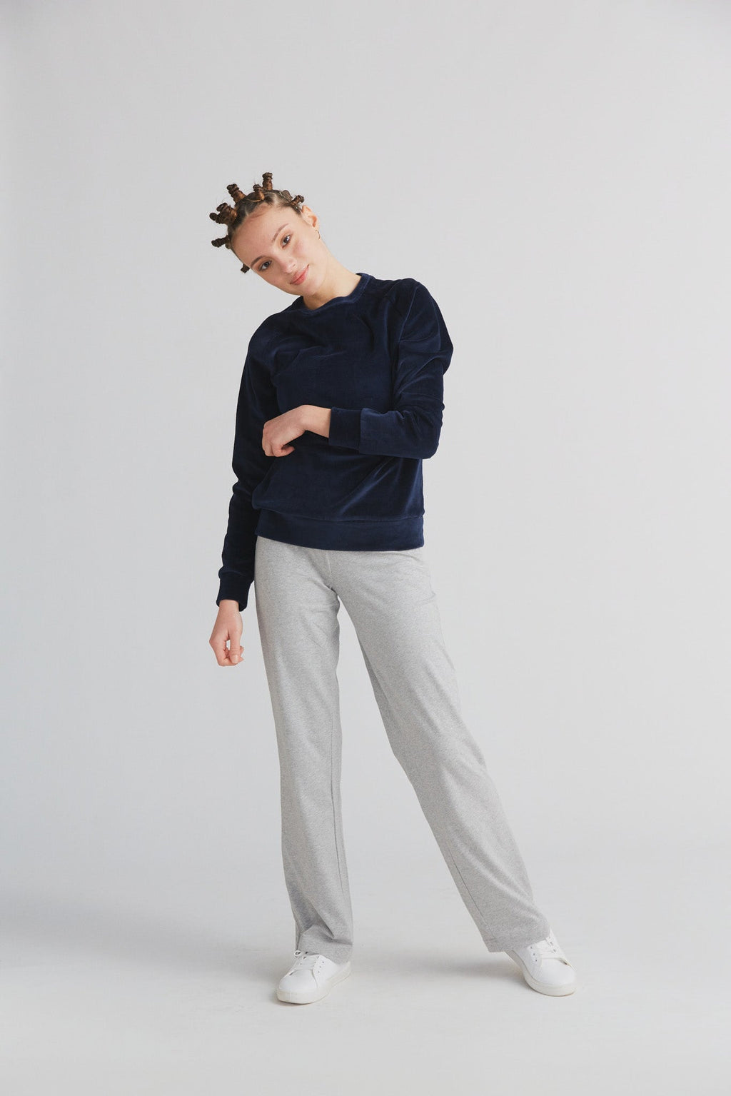 Women's Velour Sweatshirt, Midnight Blue
