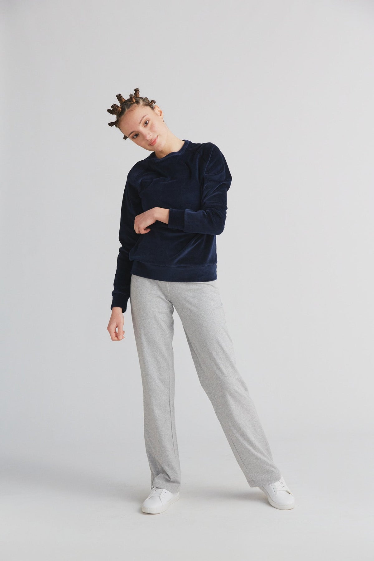 Women's Velour Sweatshirt, Midnight Blue