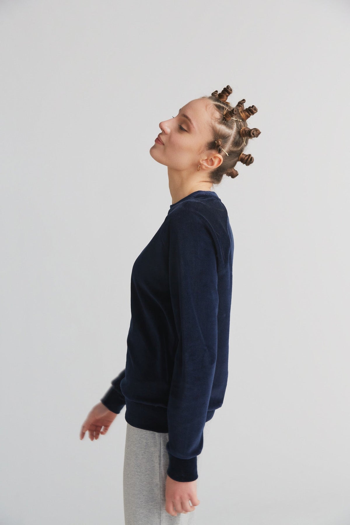 Women's Velour Sweatshirt, Midnight Blue