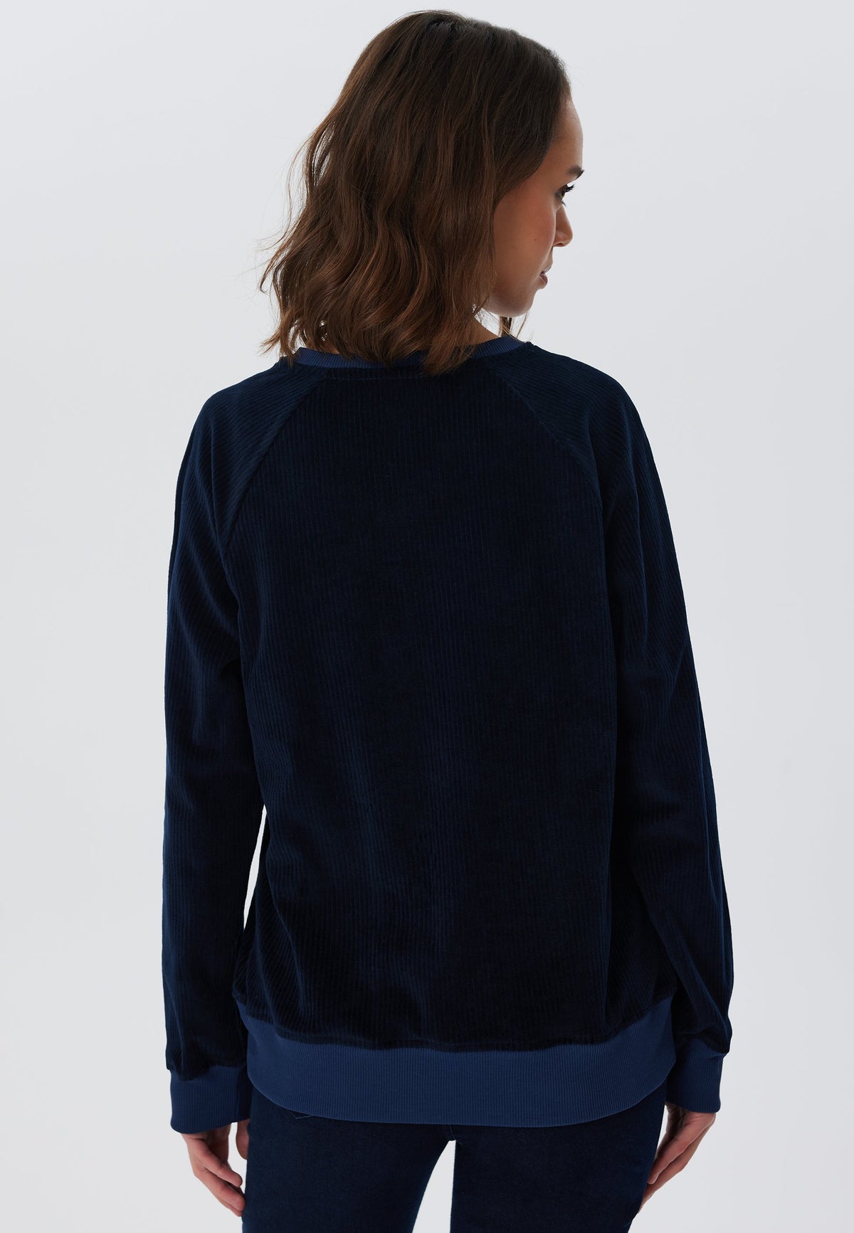 Women's Corduroy Sweatshirt, Midnight Blue — Leela Cotton, view 2