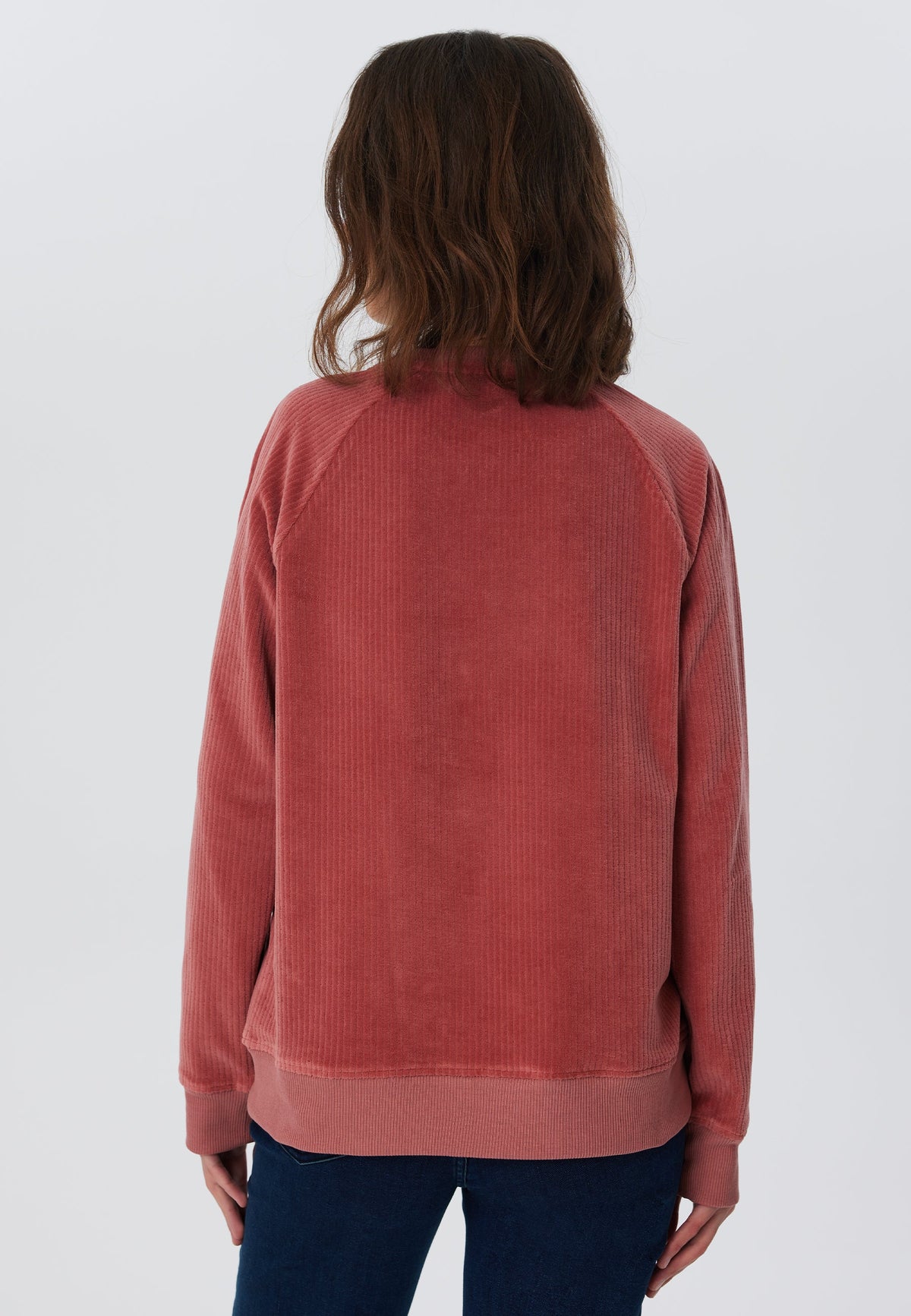 Women's Corduroy Sweatshirt, Dark Mauve — Leela Cotton, view 2