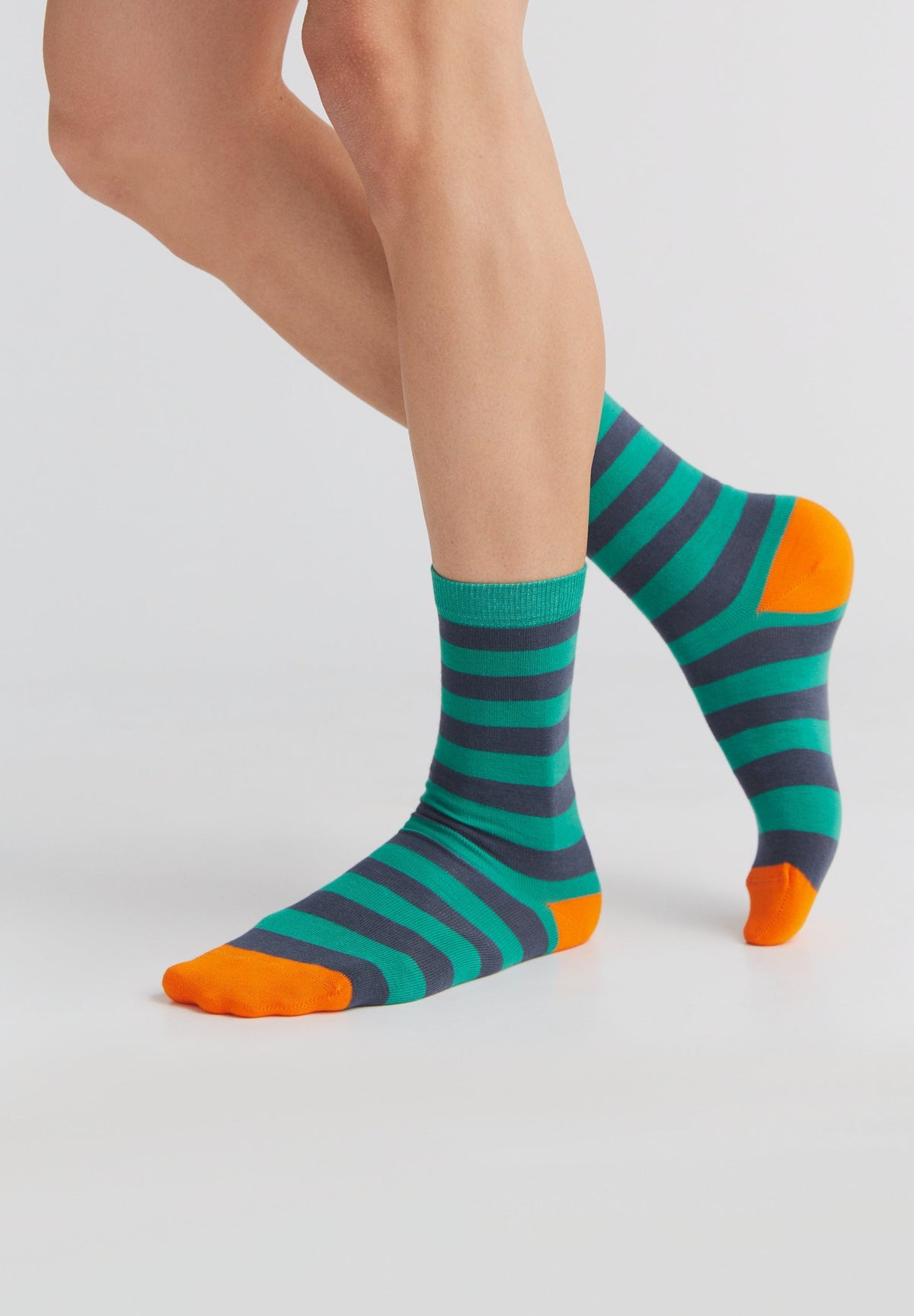 Unisex Socks, Green-Navy-Orange (6-Pack) — Albero Natur, view 2