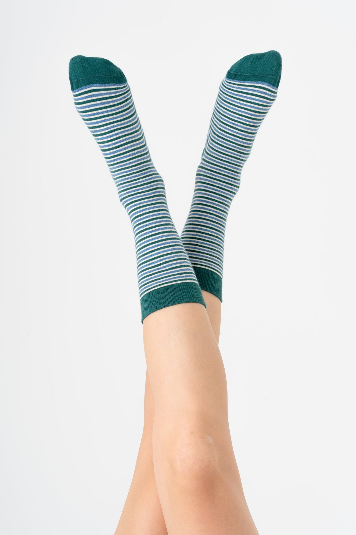 Unisex Socks Pine Needle / Jeans-Melange / Natural, (6 Pair) — Albero Natur