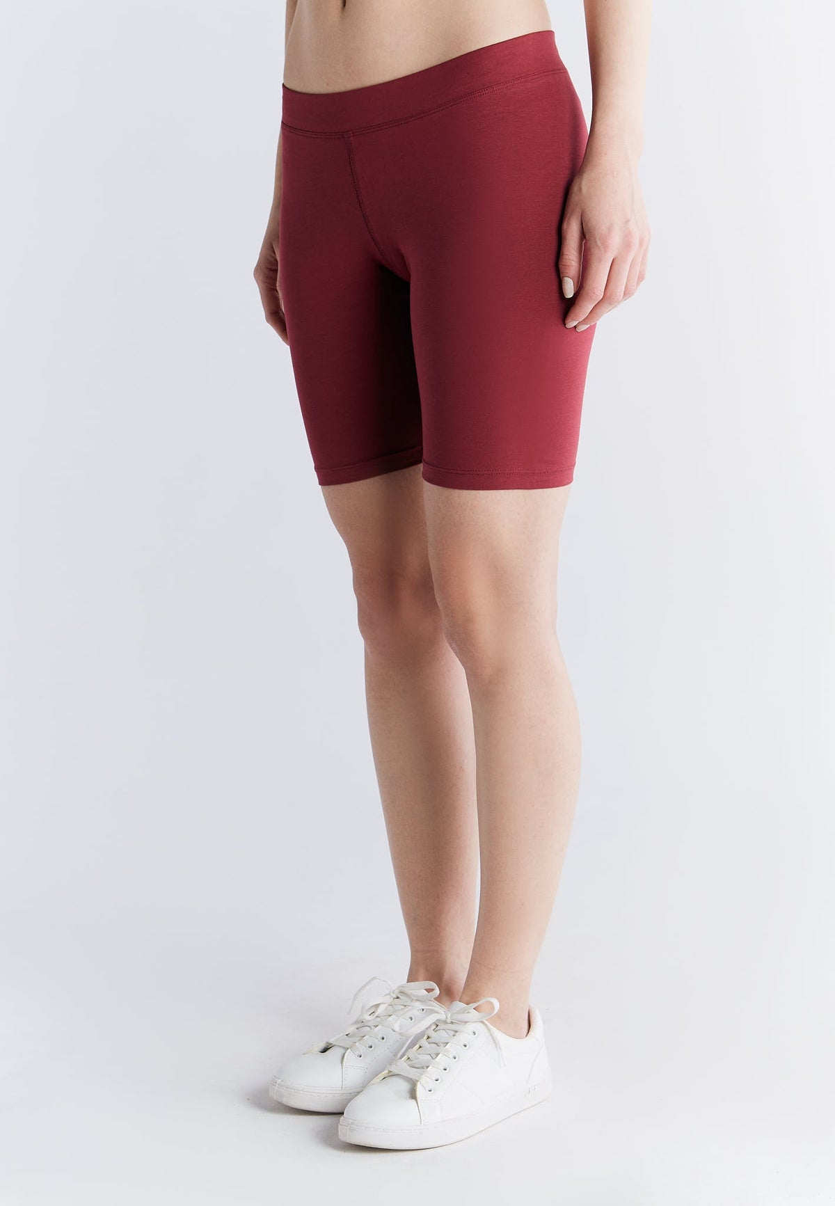 Women's Cycling Shorts, Rose Red — Leela Cotton, view 3
