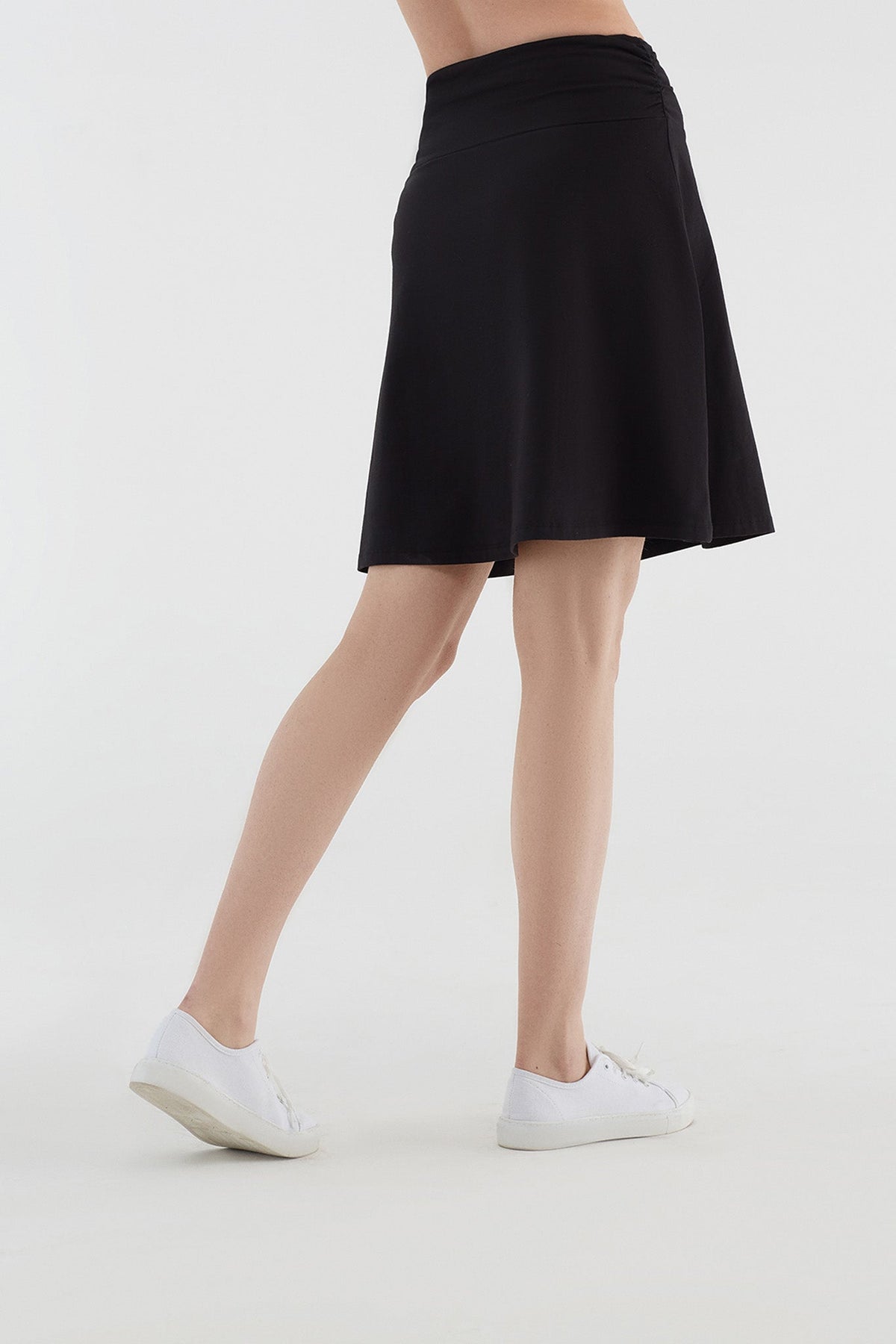 Skirt A-Line with Comfort Waistband, Black — Leela Cotton, view 5