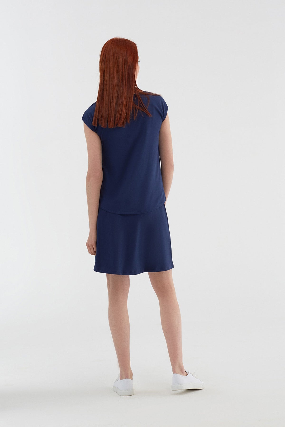 Skirt A-Line with Comfort Waistband, Admiral Blue — Leela Cotton, view 4