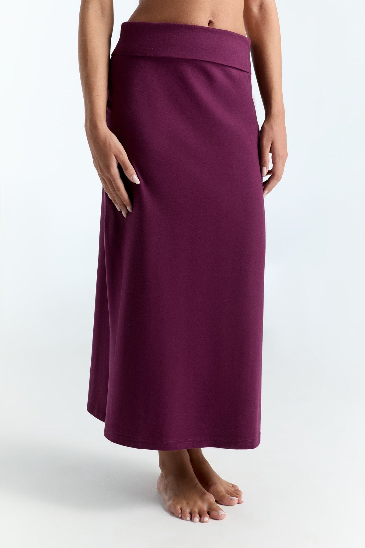 Women's Maxi Skirt, Aubergine — Leela Cotton, view 2