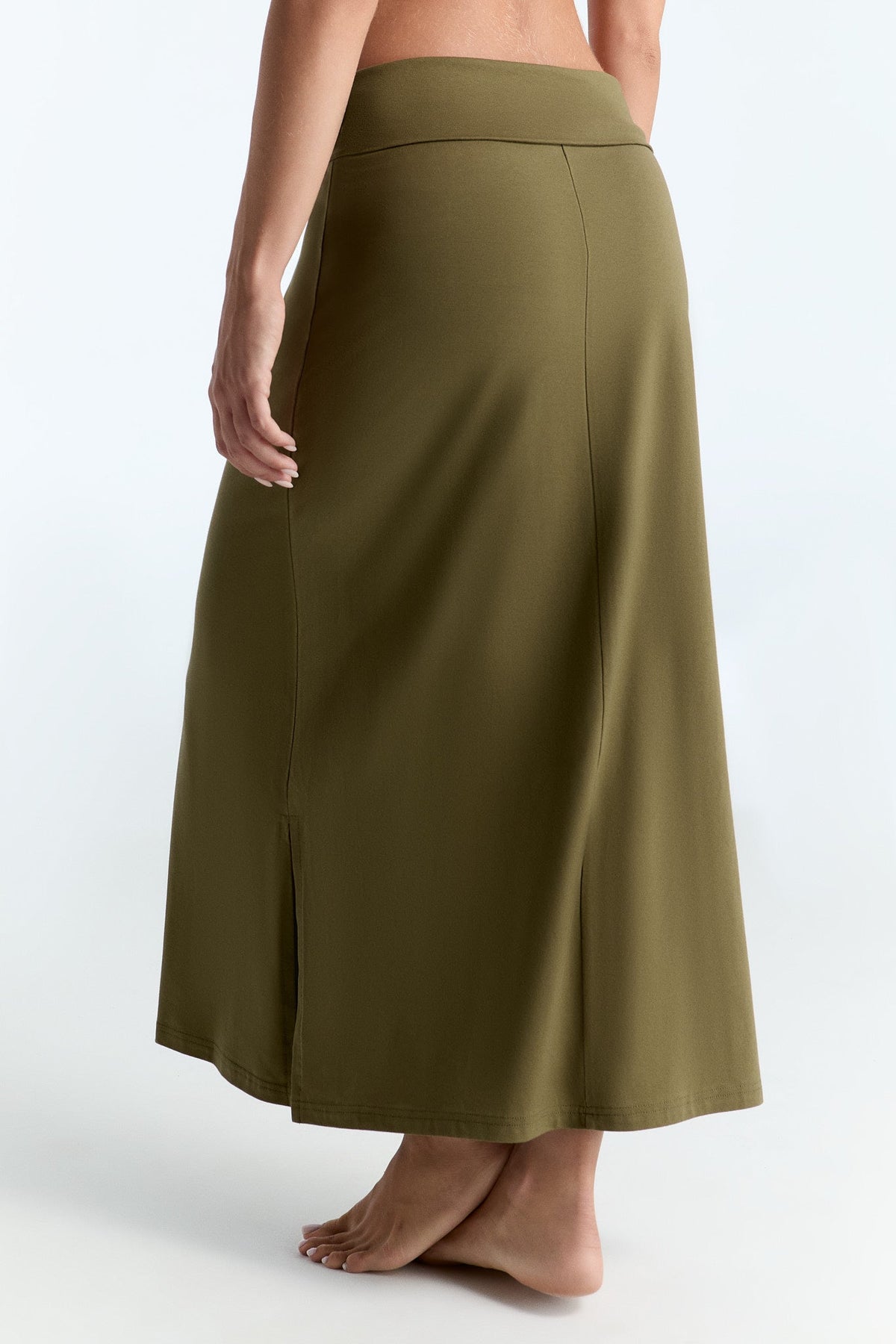 Women's Maxi Skirt, Olive — Leela Cotton, view 3