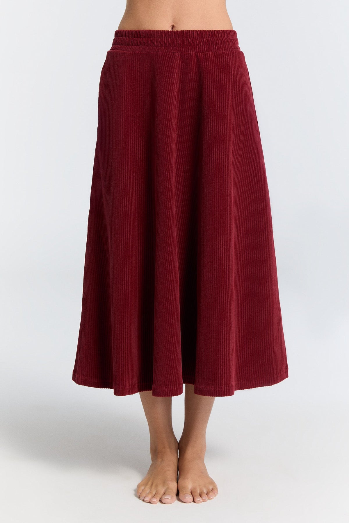 Women's Corduroy Skirt, Bordeaux — Leela Cotton