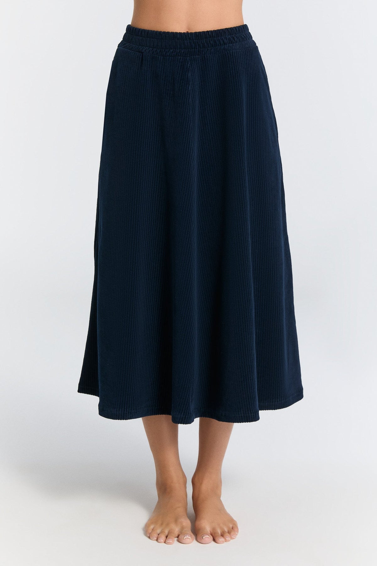 Women's Corduroy Skirt, Midnight Blue — Leela Cotton