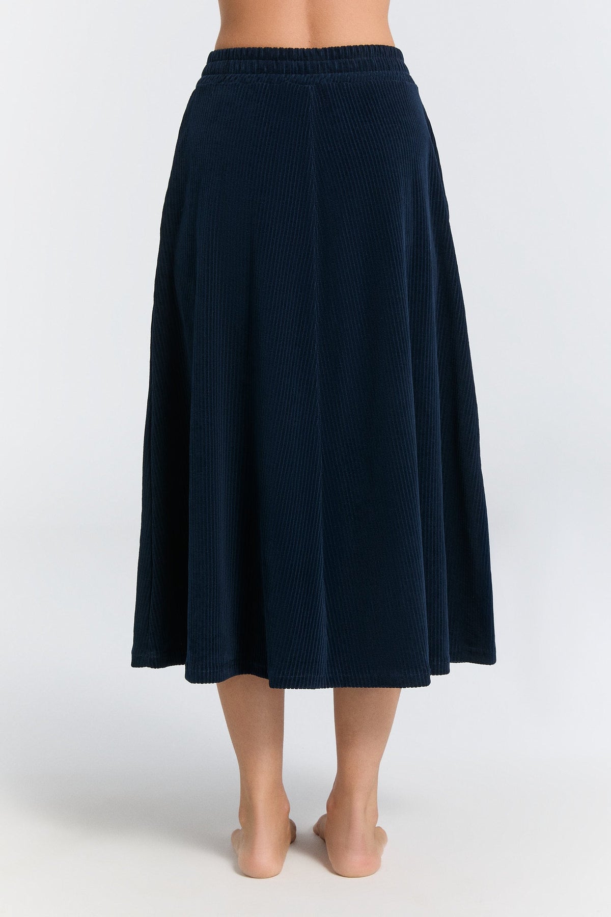 Women's Corduroy Skirt, Midnight Blue — Leela Cotton, view 3