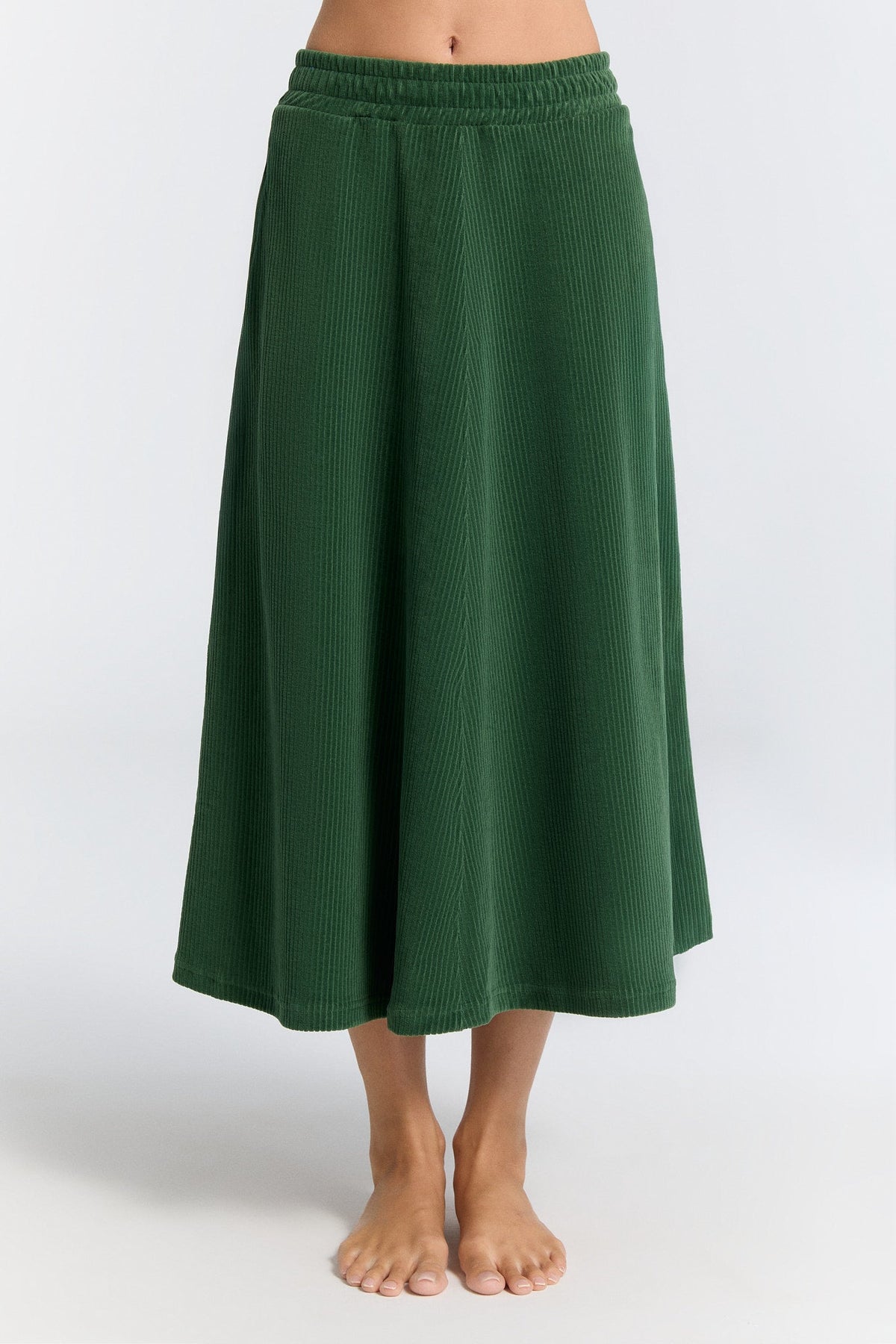 Women's Corduroy Skirt, Pine Needle — Leela Cotton