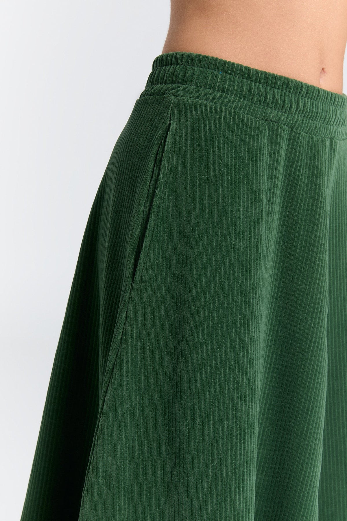 Women's Corduroy Skirt, Pine Needle — Leela Cotton, view 4