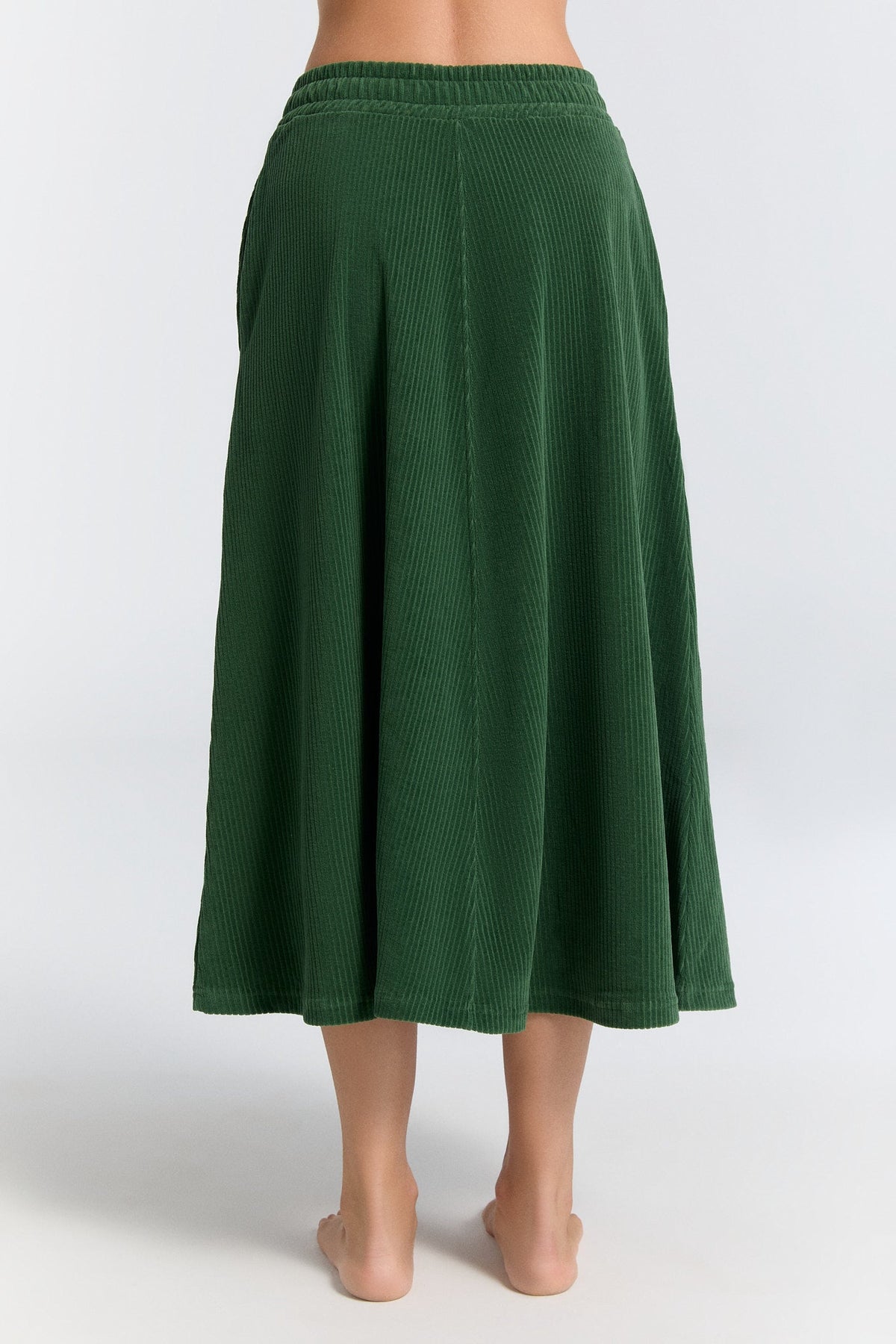 Women's Corduroy Skirt, Pine Needle — Leela Cotton, view 3