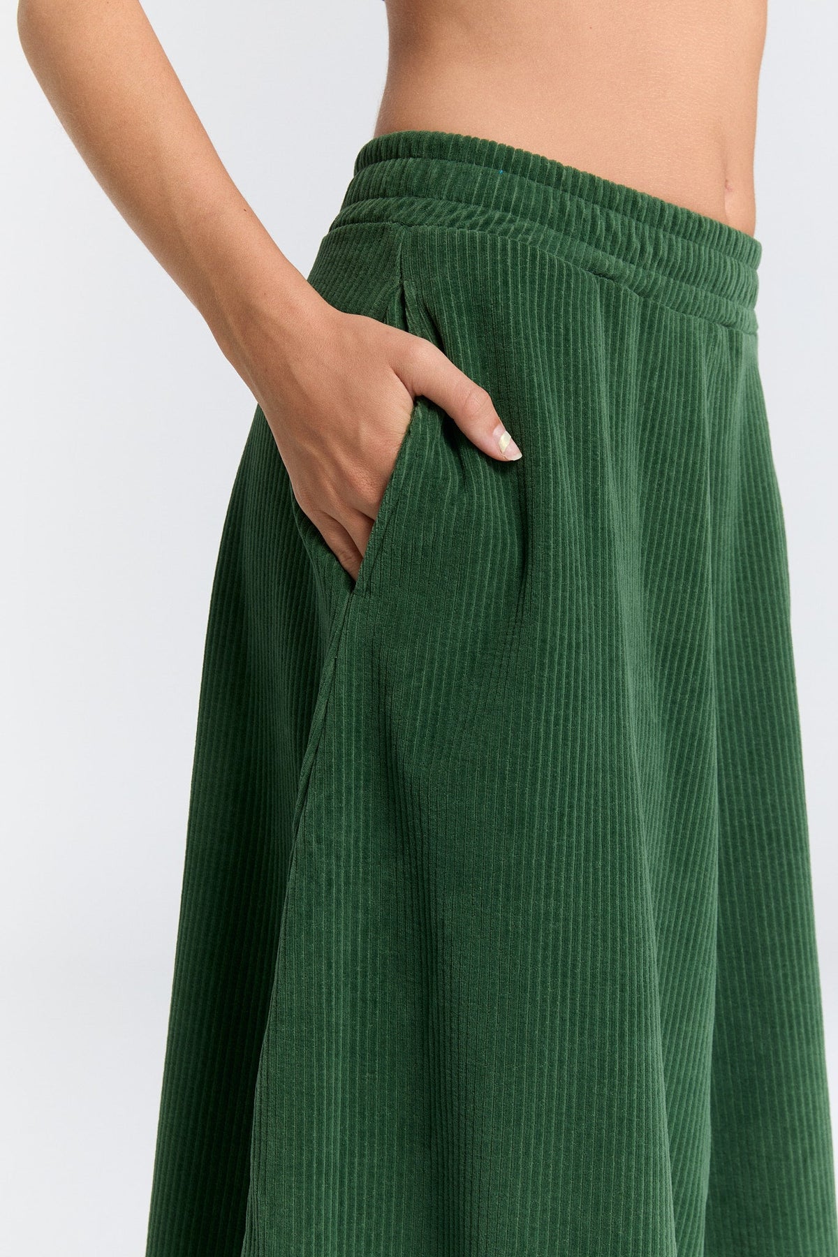 Women's Corduroy Skirt, Pine Needle — Leela Cotton, view 5